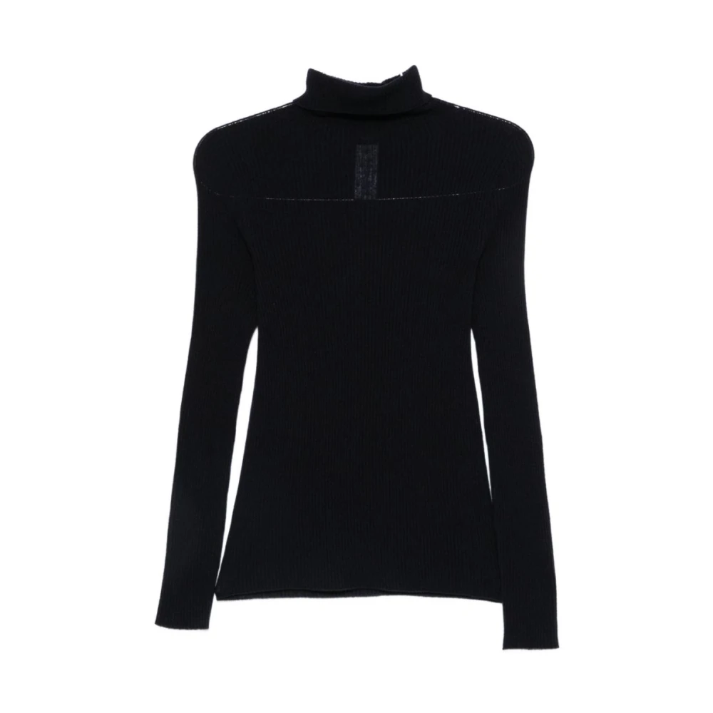Fabiana Filippi , Turtlenecks, Female, Blue, M, Ribbed Roll-Neck Jumper