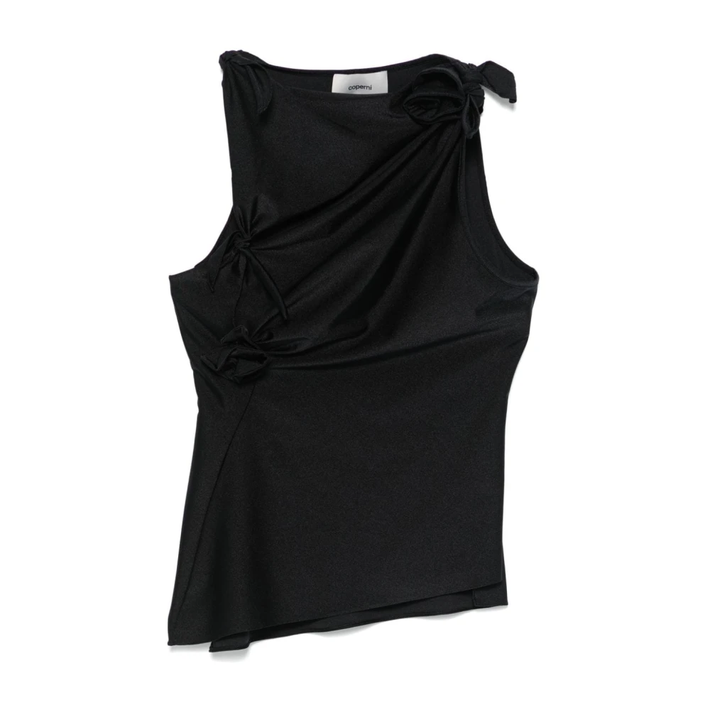 Coperni Zwarte Bloemenapplicatie Mouwloze Top Black Dames