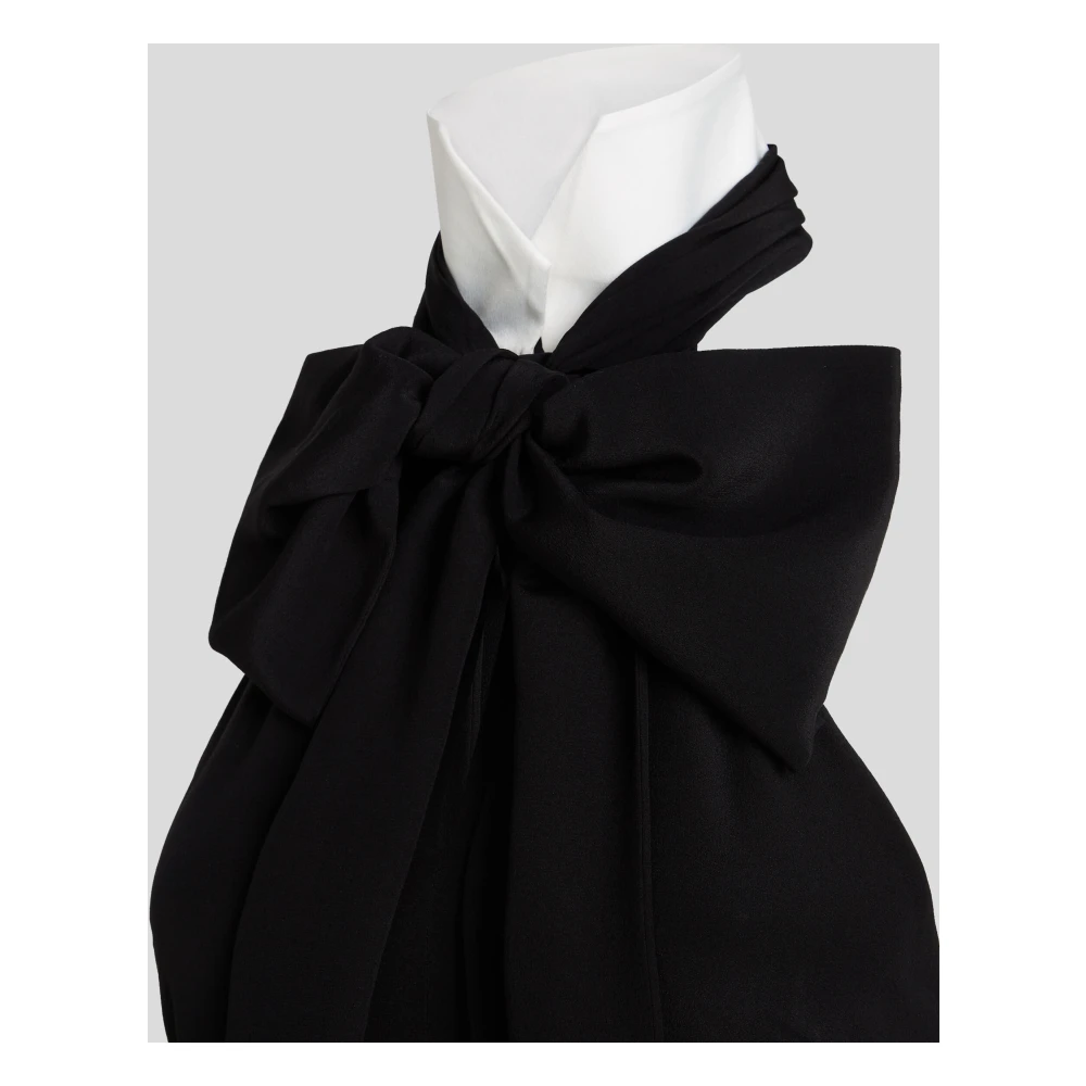 Karl Lagerfeld Extravagante zwarte avondjurk met witte kraag Black Dames