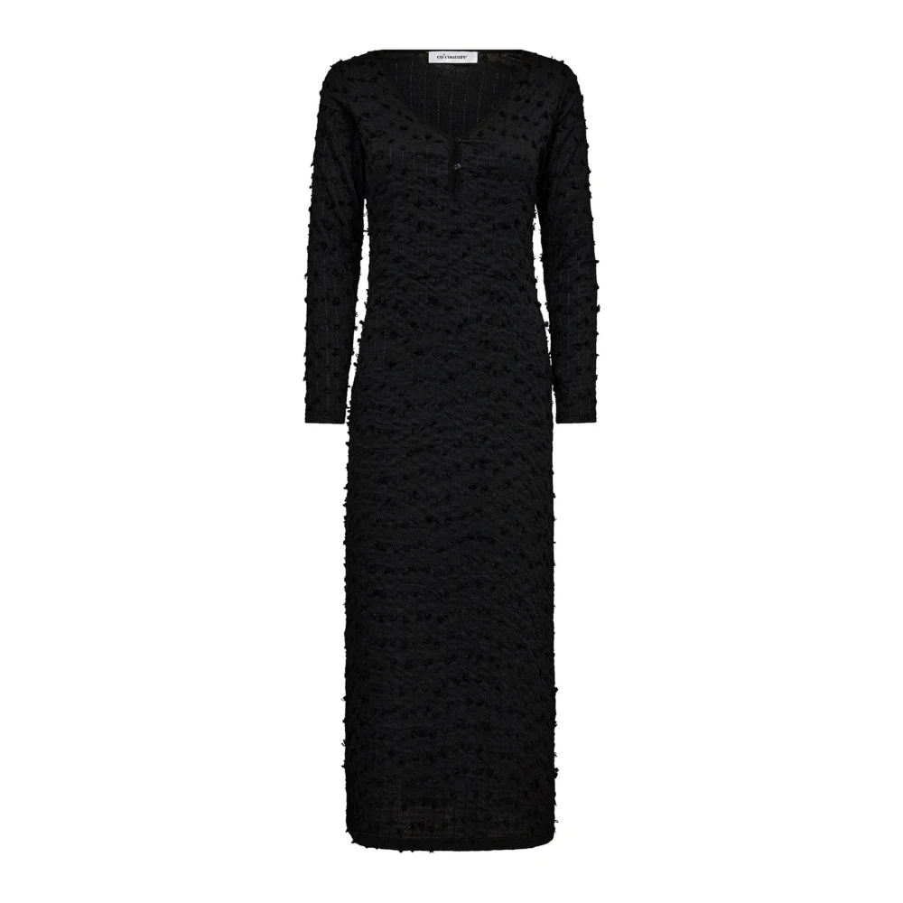 Co'Couture Zwarte Pompomcc Jurk met V-Hals Black Dames