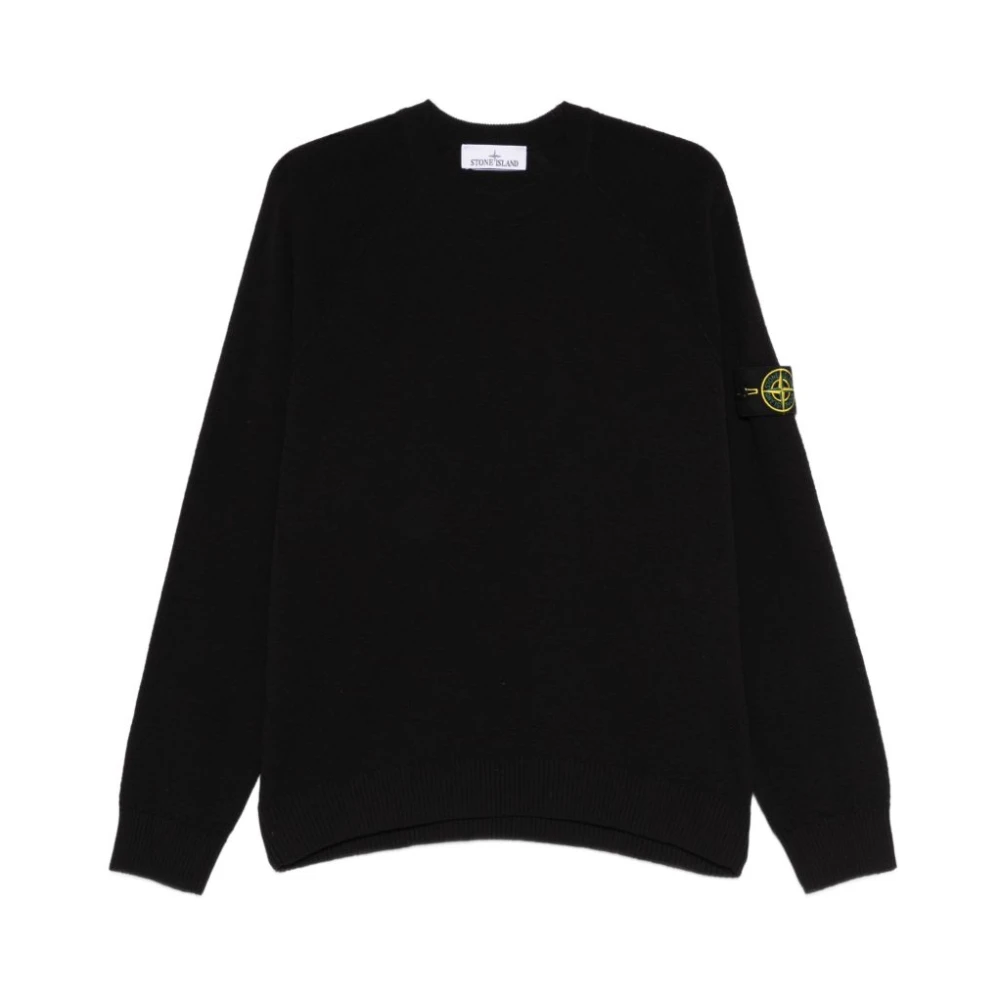 Stone Island Men's Blue Round-Neck Knitwear, Xl, Compass-Badge Jumper