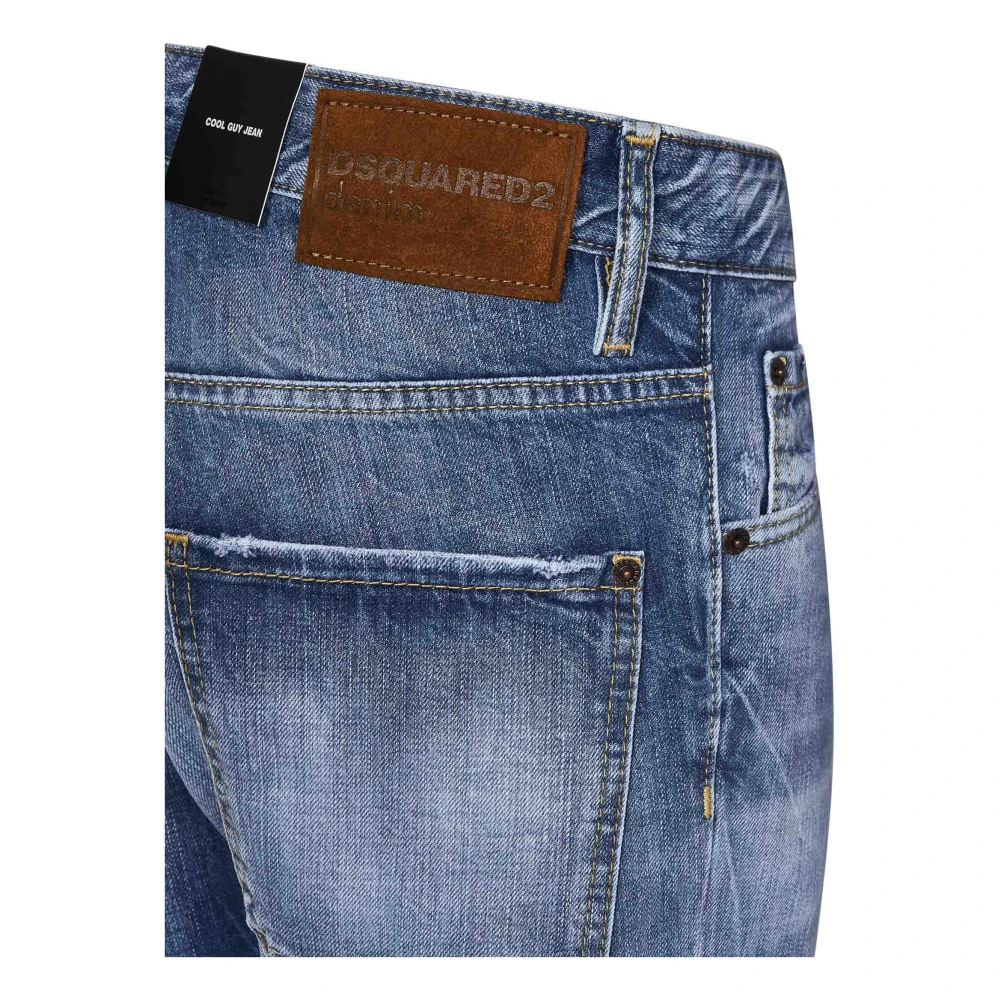 Dsquared2 Blauwe Jeans met Rood Logo Label Blue Heren