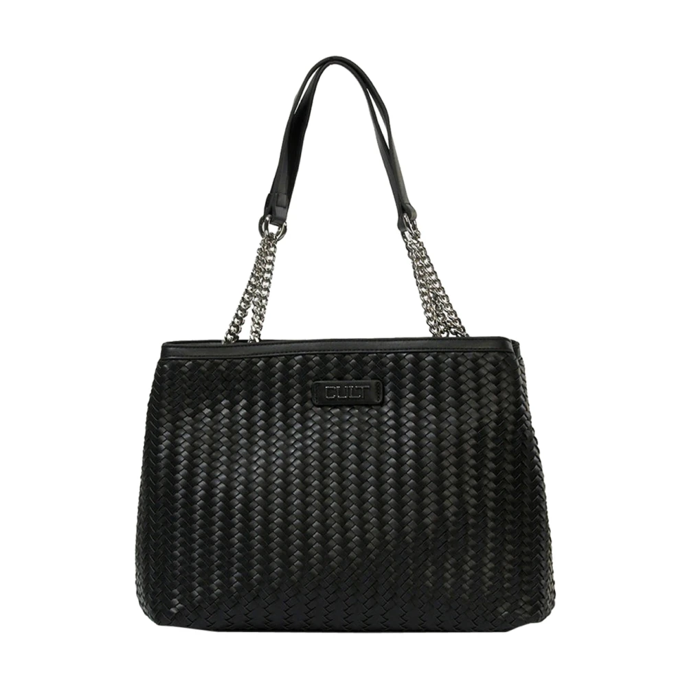 Cult Zwarte geweven shopper tas met kettinghengsels Black Dames