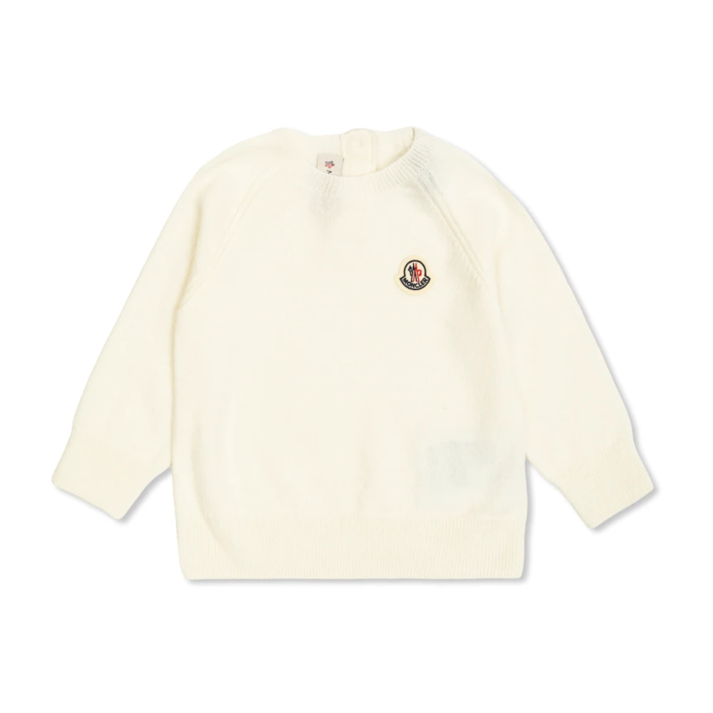 Moncler Unisex Kids Beige Kids Knitwear, 18 M, Cashmere Jumper With Logo Patch