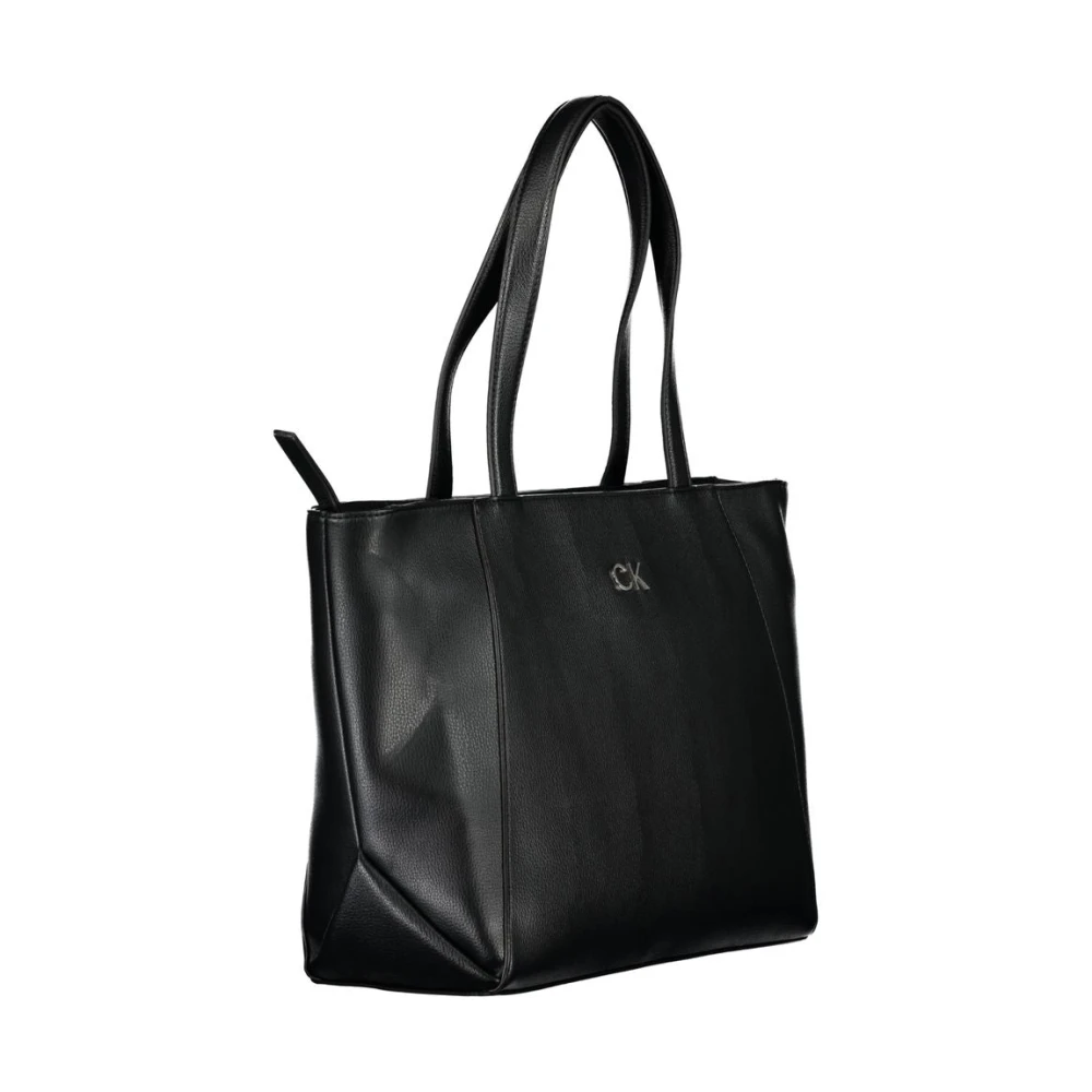 Calvin Klein Zwarte Polyethyleen Schoudertas met Logo Black Dames