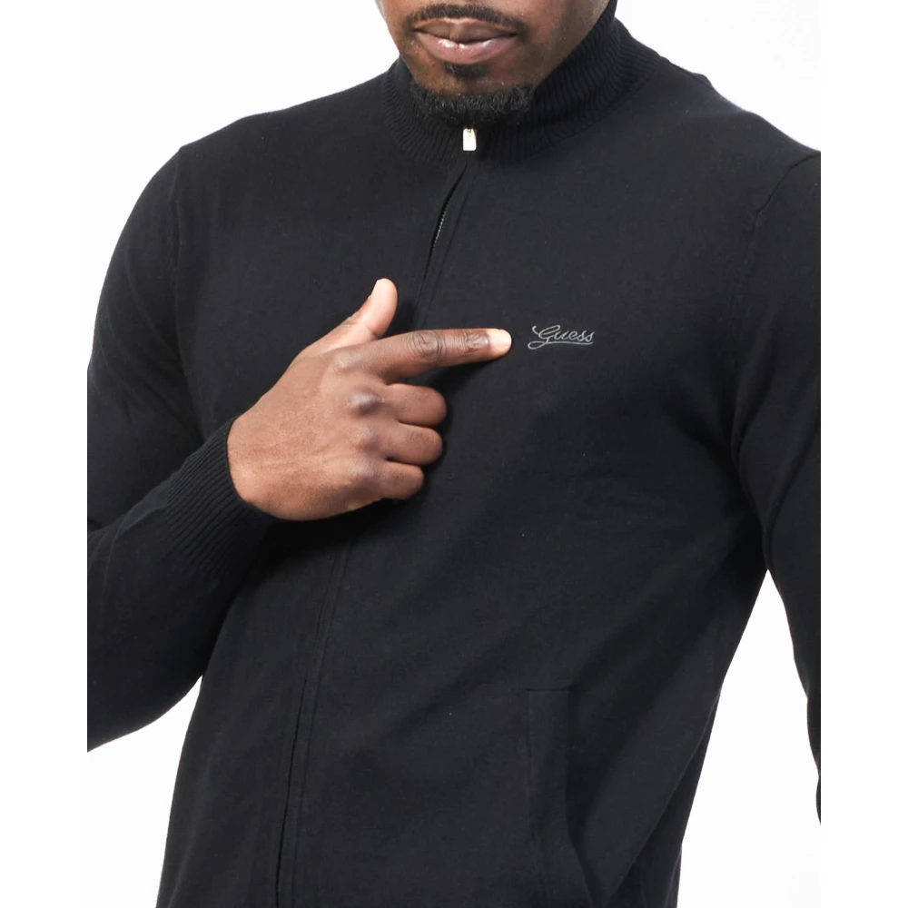 Guess Zwarte trui met geborduurd logo Black Heren