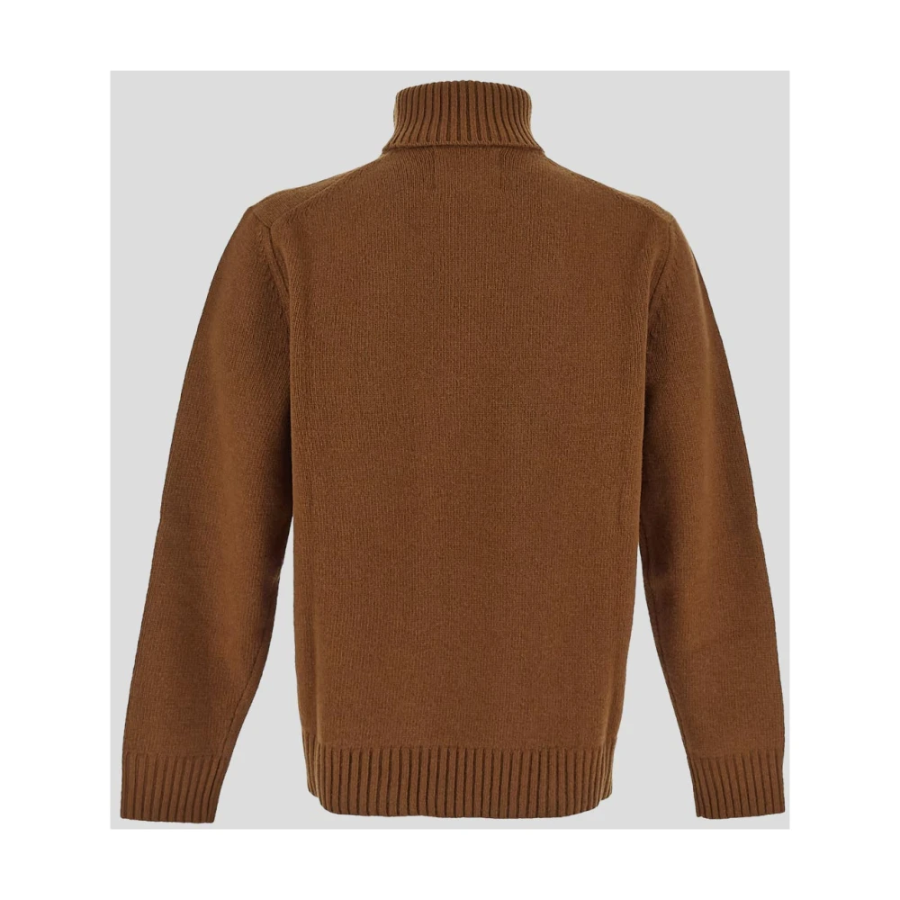 Seven Gauge Wollen Turtleneck Sweater Brown Heren