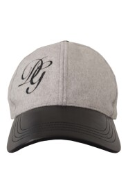Gray Leather Baseball Cap Cashmere Light Hat
