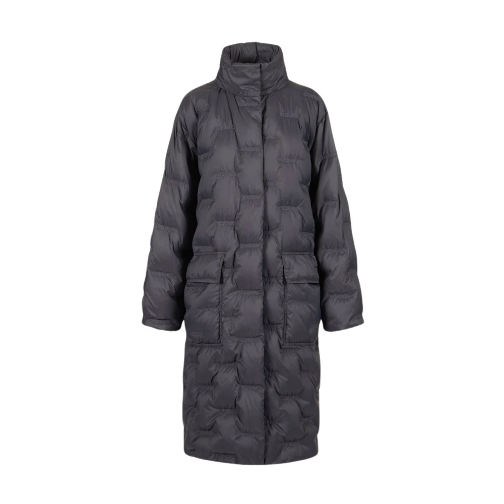 Iceberg Lange donsjas met echte donshoed Gray Dames