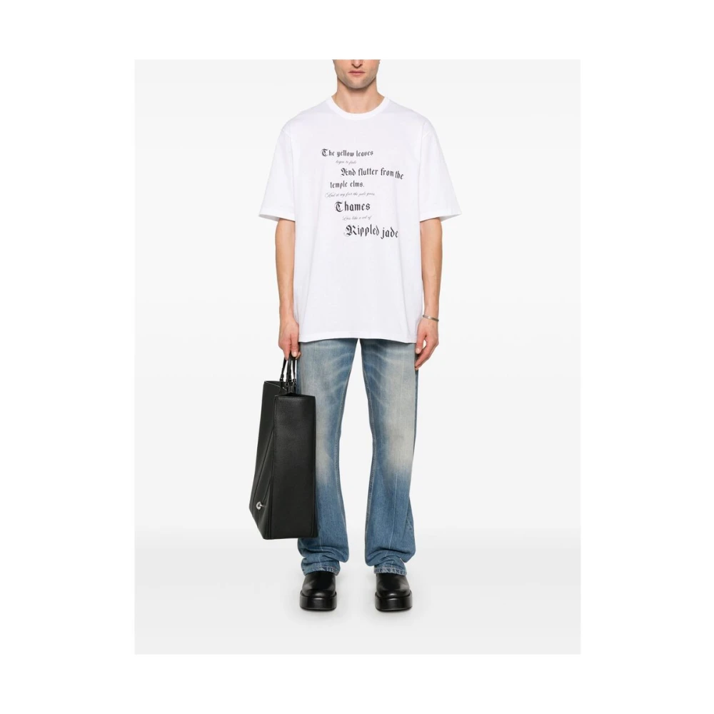 alexander mcqueen Wit Logo Geborduurde Crew Neck T-shirt White Heren