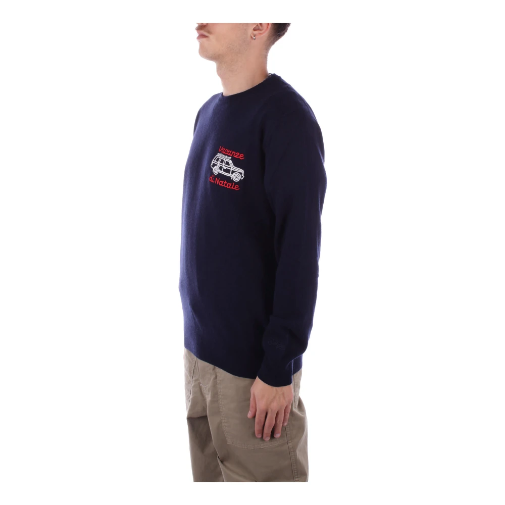 Saint Barth Logo Front Sweaters Blue Heren