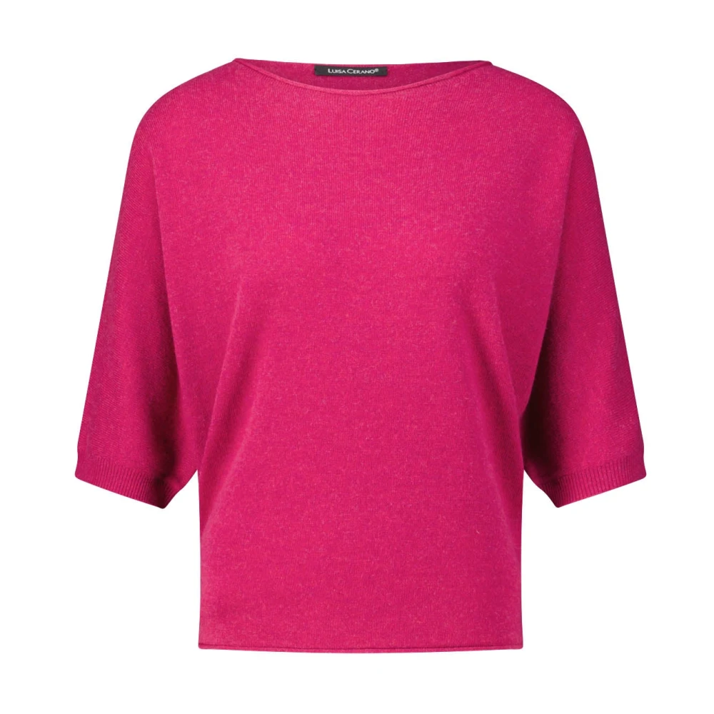 LUISA CERANO Kasjmier korte mouw gebreide trui Pink Dames