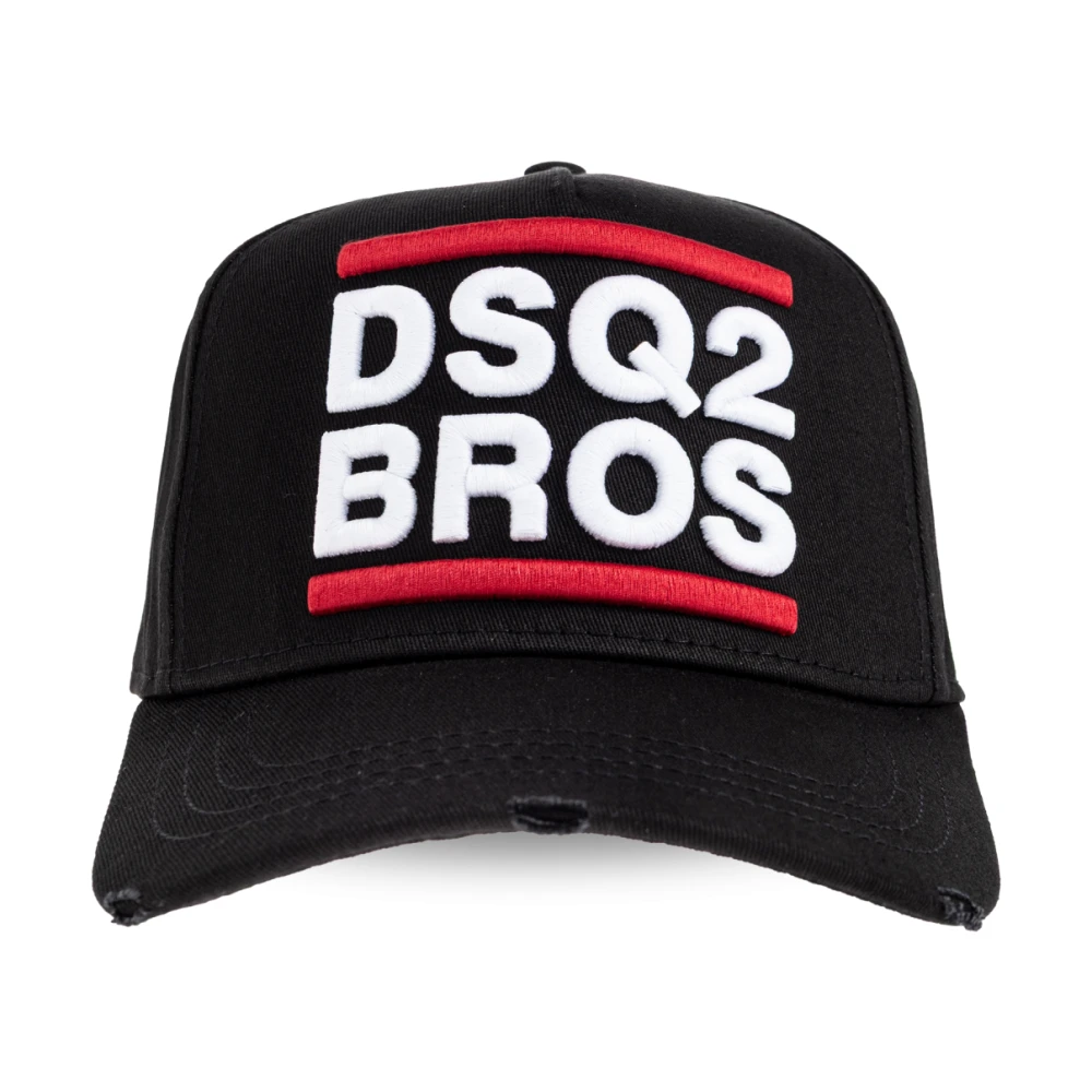 Dsquared2 Mannelijk Zwart Accessoires Heren, One Size, Katoen, Pet Met Klep