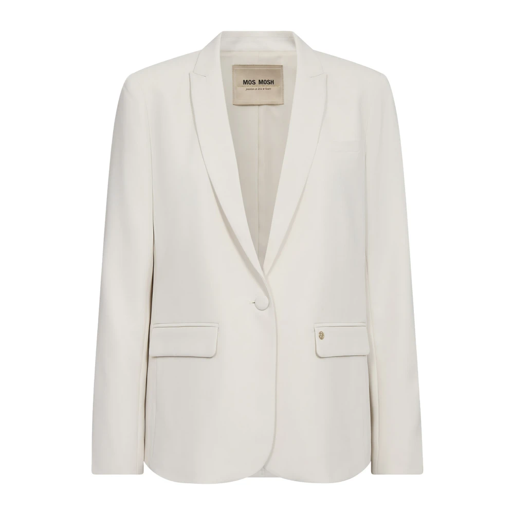 MOS MOSH Vrouwelijke Blazer met V-hals en Klepzakken White Dames