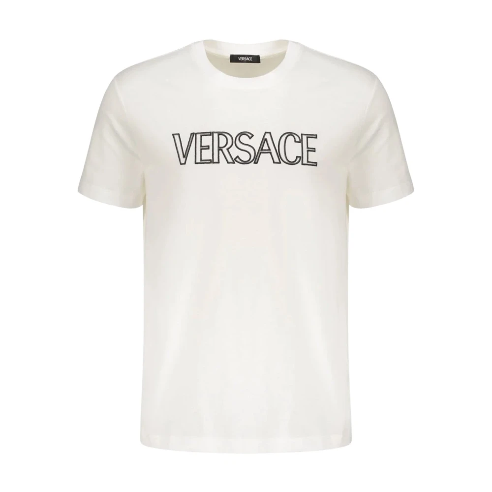 Versace White T-Shirts, Male, 2XL, Cotton T-Shirt