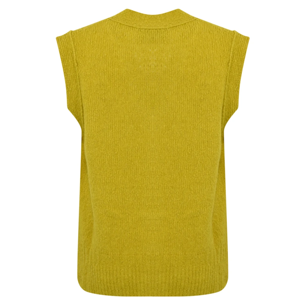 Amaránto Mosterdgeel Geribbelde Mouwloze Trui Yellow Heren