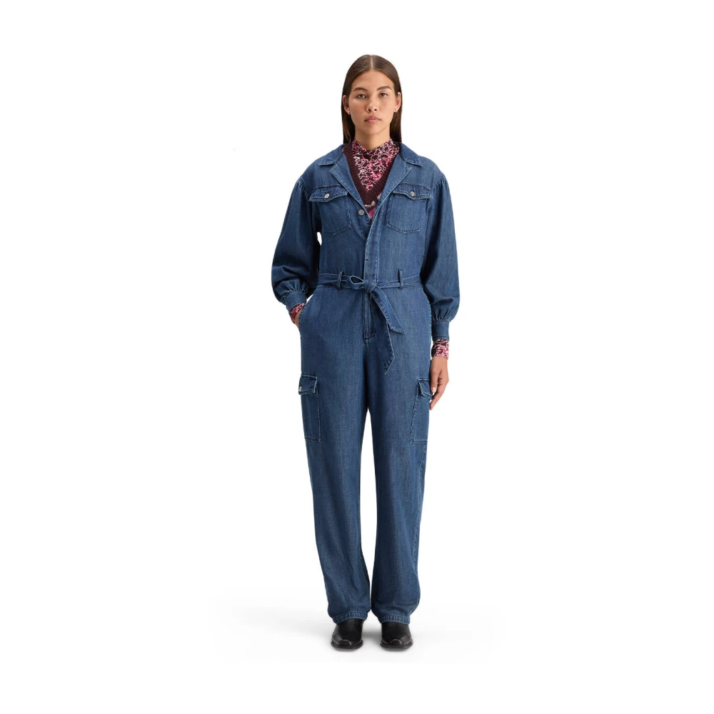 Scotch & Soda Lichtgewicht Denim Jumpsuit in Donker Blue Dames