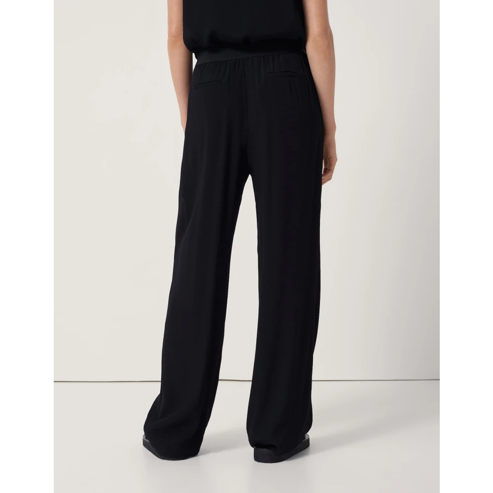 someday. Wijde Viscose Broek met Flowy Pasvorm Black Dames