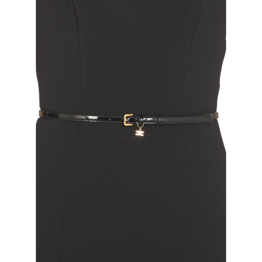 Elisabetta Franchi Zwarte Rode Loper Jurk Amerikaanse Halslijn Black Dames