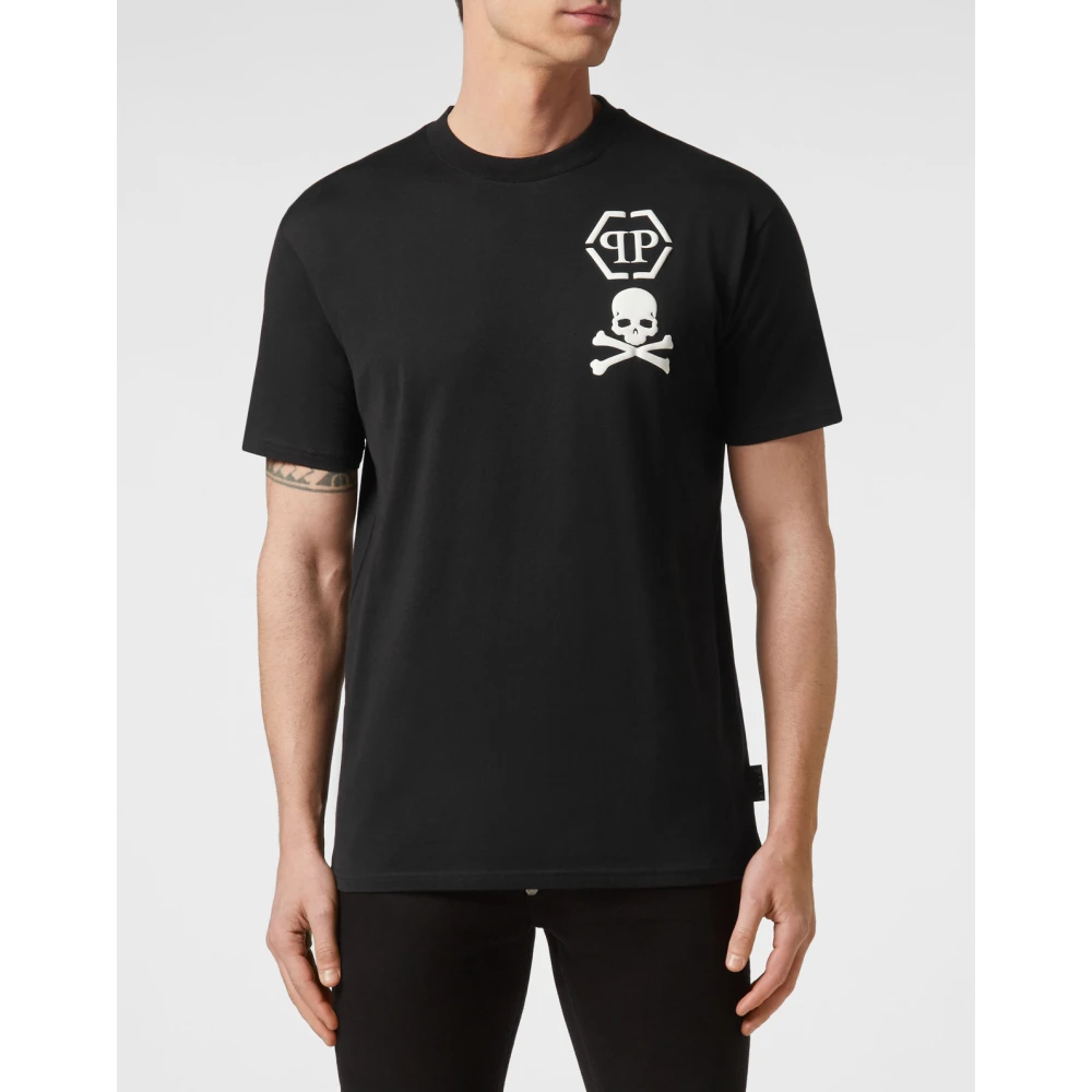 Philipp Plein Zwarte T-shirts Polos Aw23 Black Heren