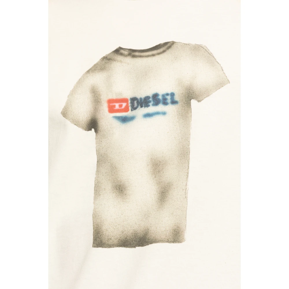 Diesel T-Boxt-N12 T-shirt met print Beige Heren