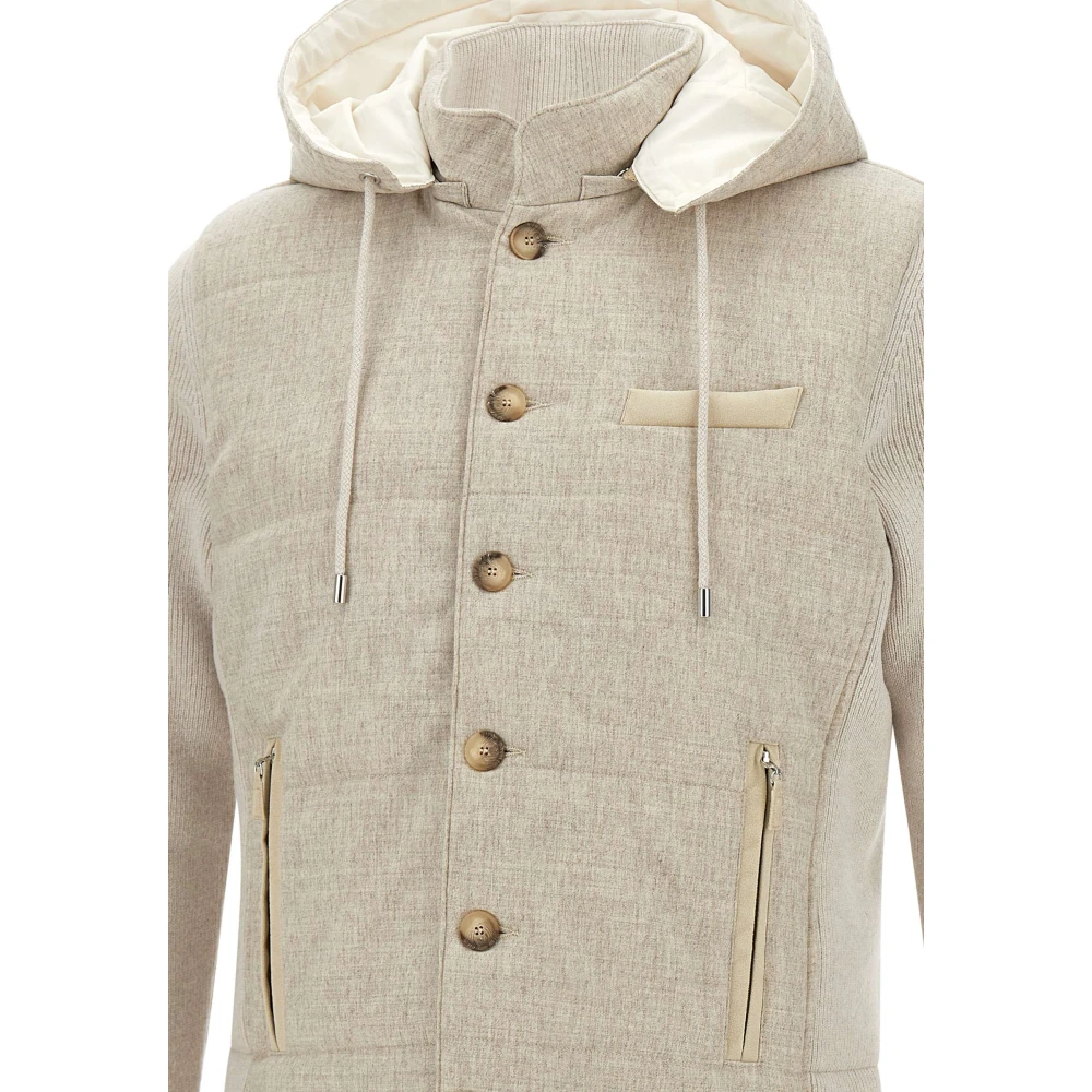 Gran Sasso Witte wollen jas met gewatteerde flanel White Heren