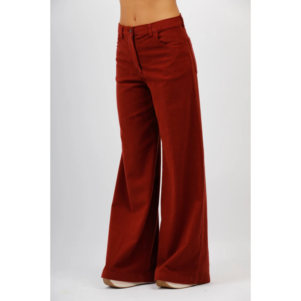 Aspesi Hoge taille corduroy stretch broek Red Dames
