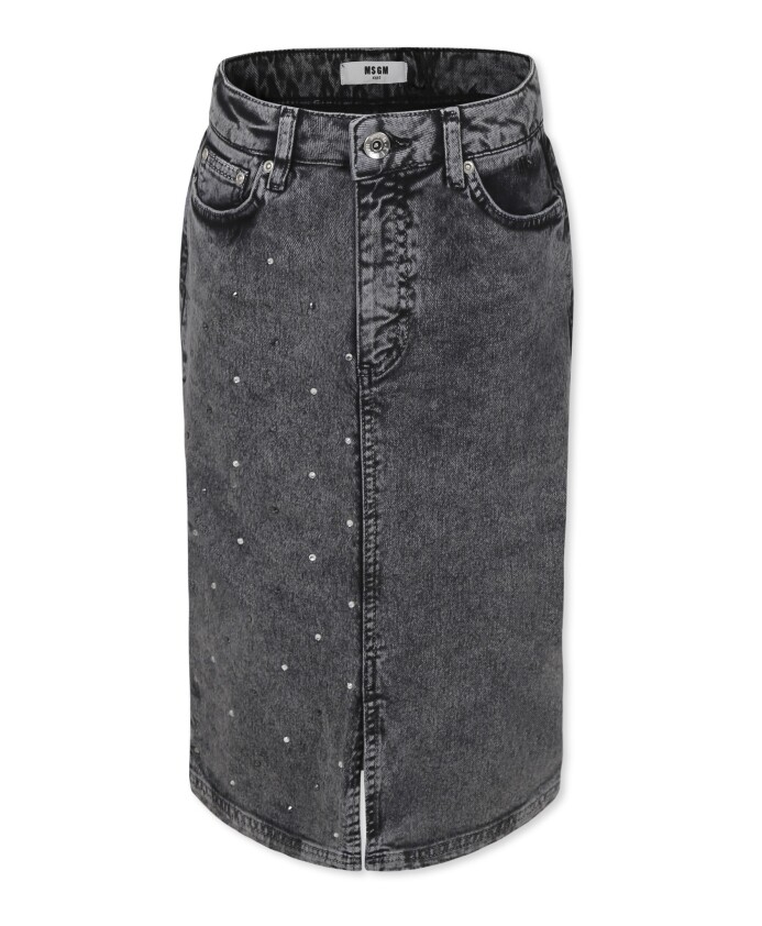 black-denim-pencil-midi-skirt