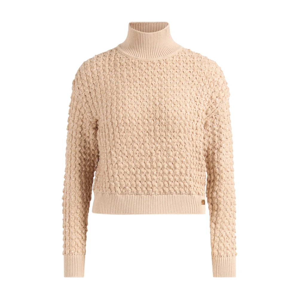 Elisabetta Franchi Women's Beige Bouclé Sweater With Sequins