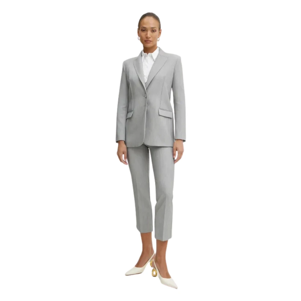 PATRIZIA PEPE Grijze Rechte Plooi Broek Gray Dames