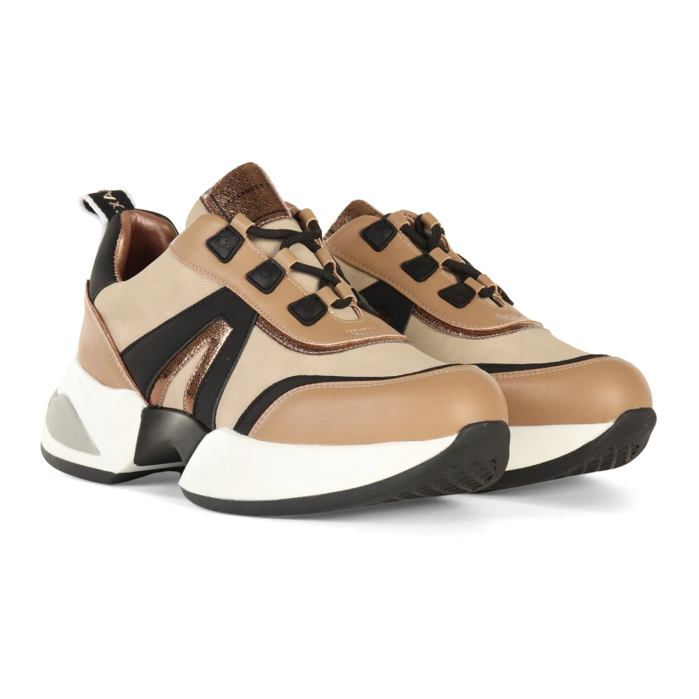 Alexander Smith Chunky Marble Sneakers met Gelamineerde Inzetstukken Beige Dames