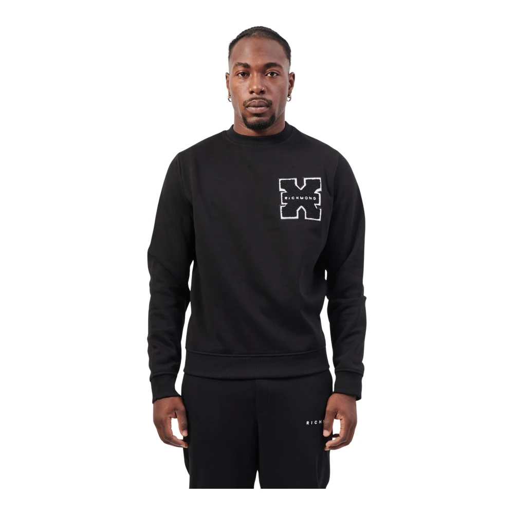 Richmond Zwarte Sweater X Lange Mouw Logo Black Heren