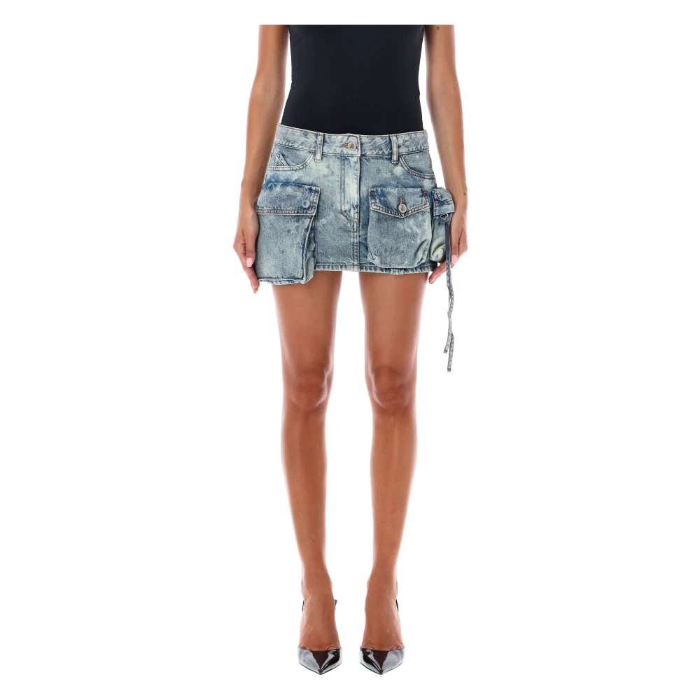 The Attico Blauw Gebleekte Fay Mini Cargo Rok Blue Dames