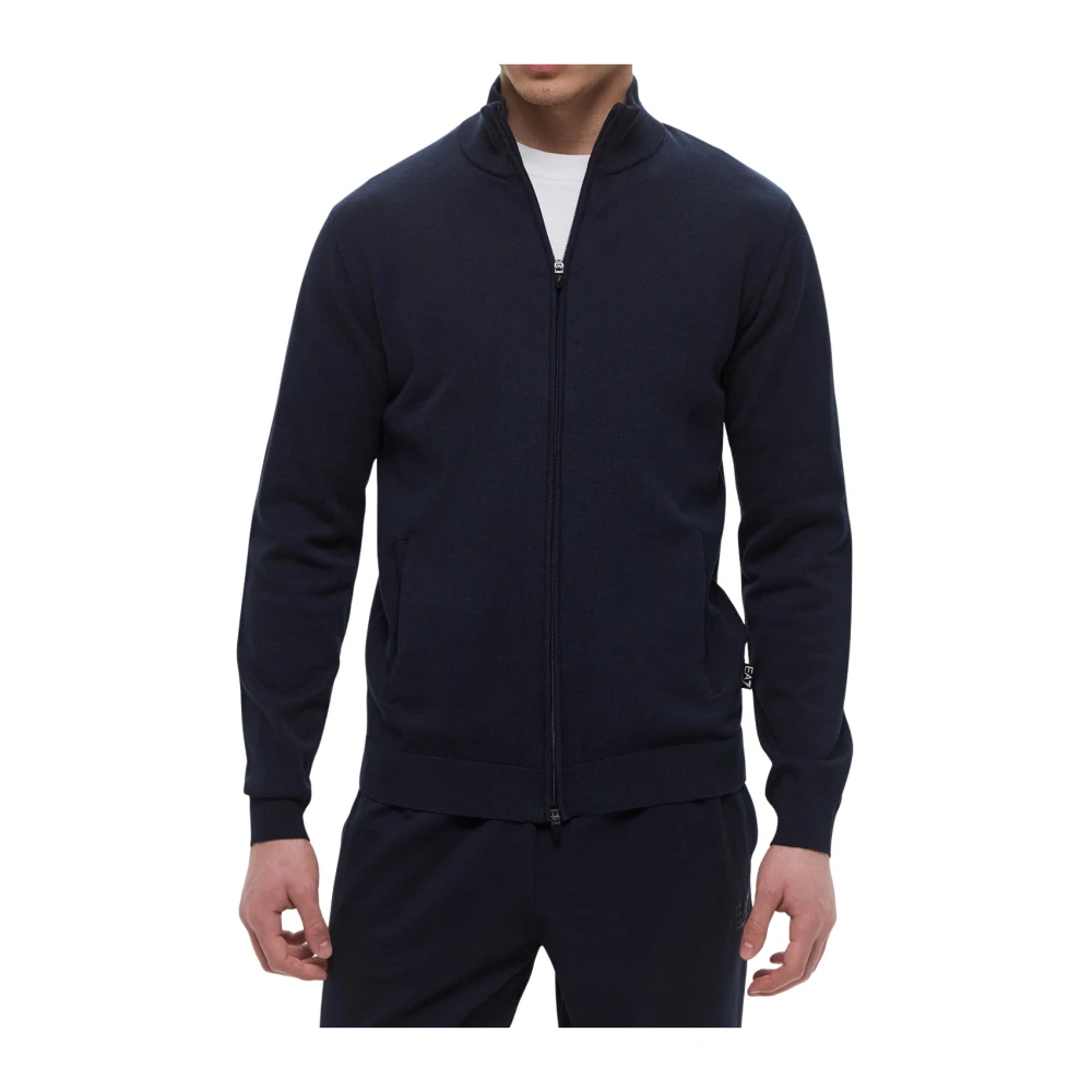 Emporio Armani Ea7 Blue Cardigans, Male, L, Full Zip Jumper