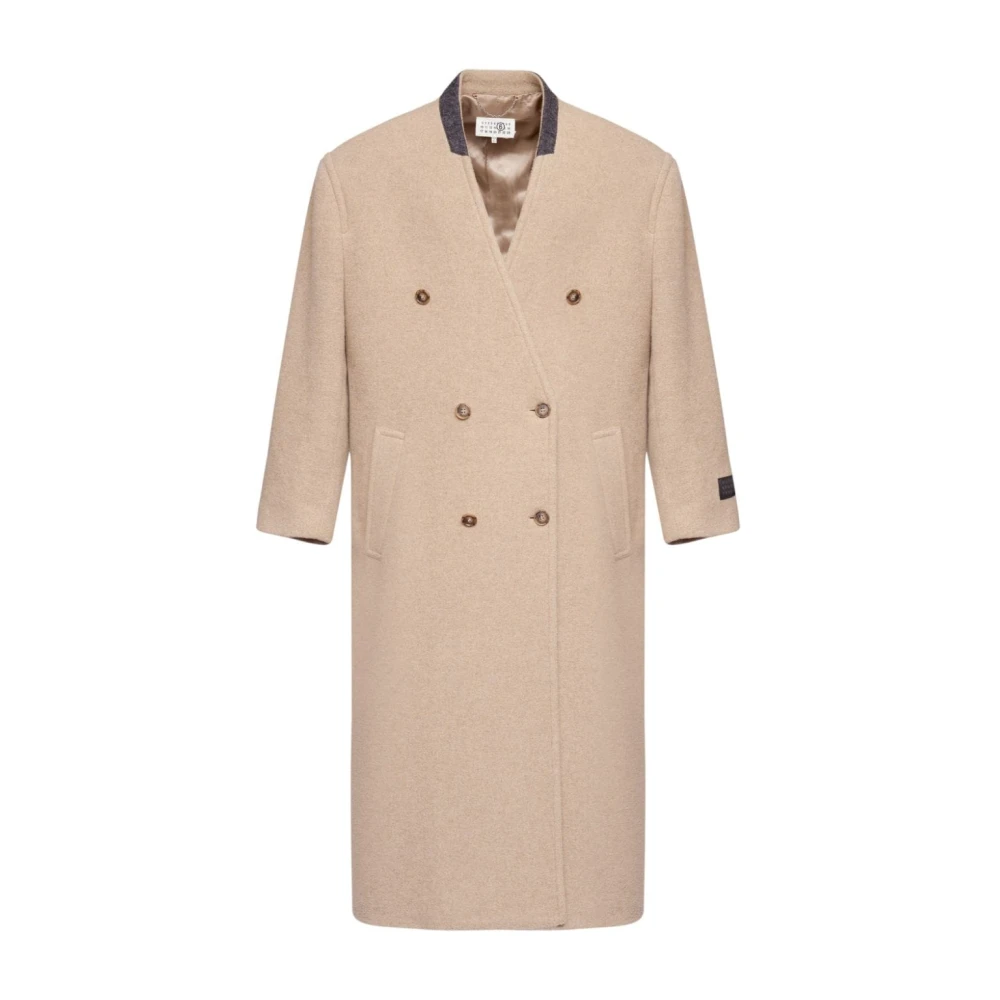 MM6 Maison Margiela Beige Oversize Double-Breasted Jas Beige Heren