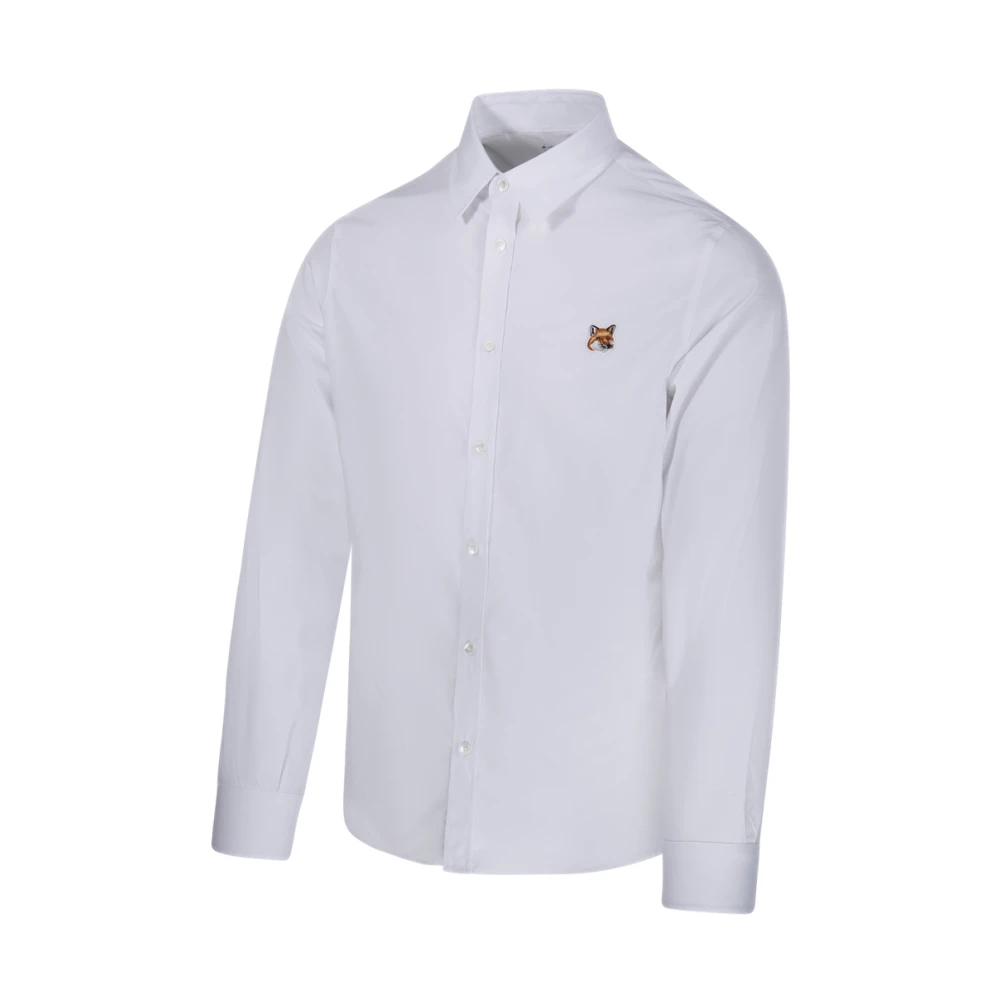 Maison Kitsuné Wit Klassiek Fox Head Shirt White Heren