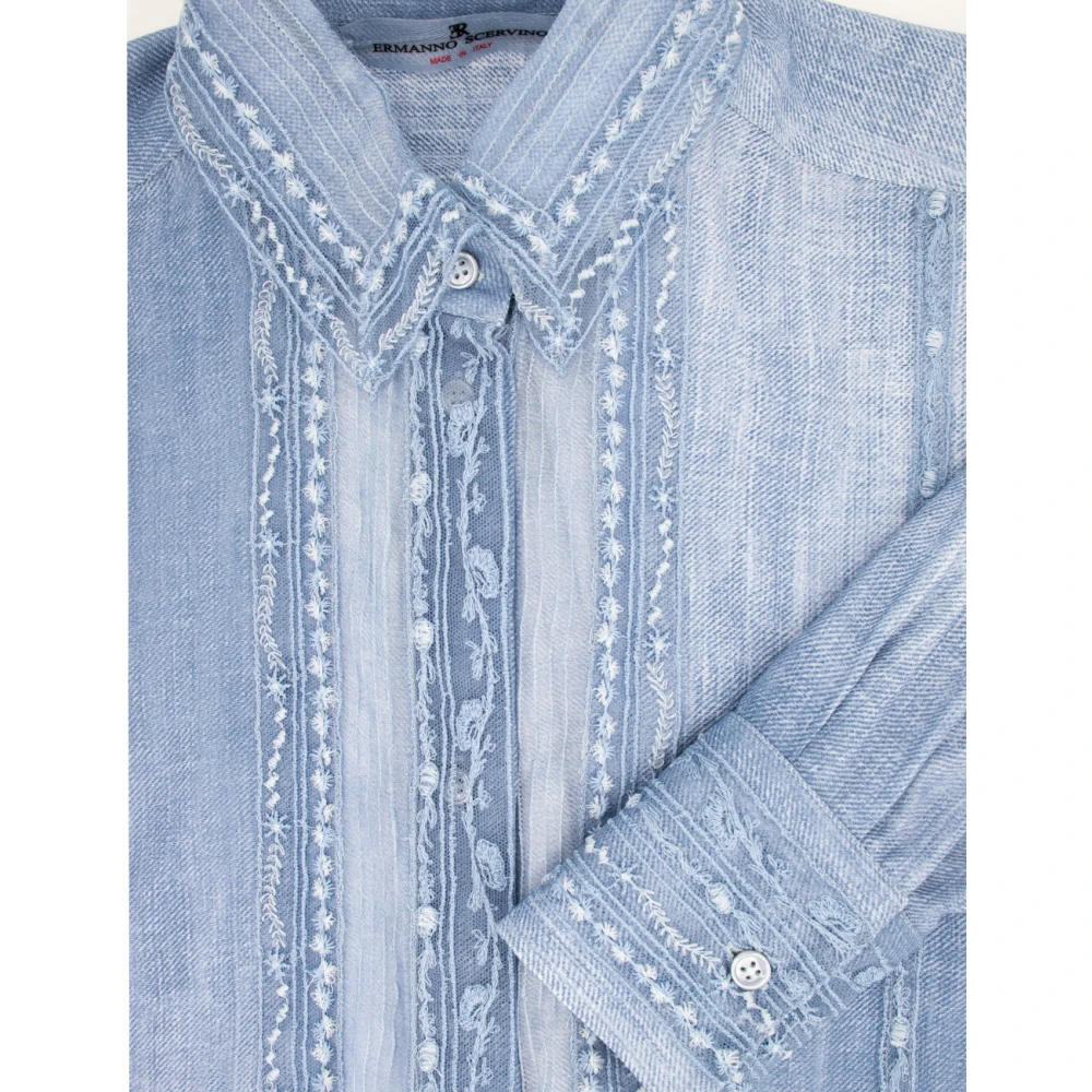 Ermanno Scervino Vintage Kant Shirt met Verfijnd Ontwerp Blue Dames