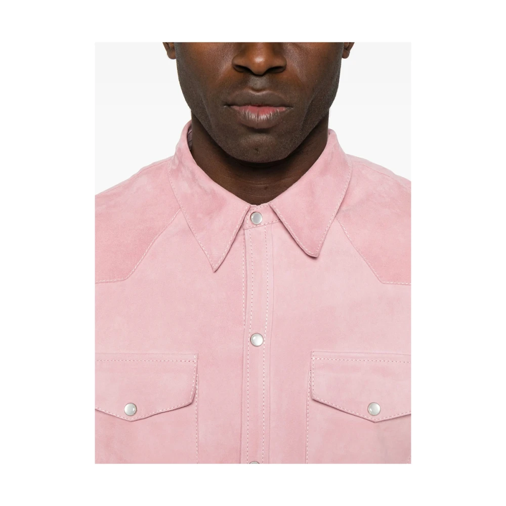 Salvatore Santoro Flamingo Pink Leren Jas Pink Heren