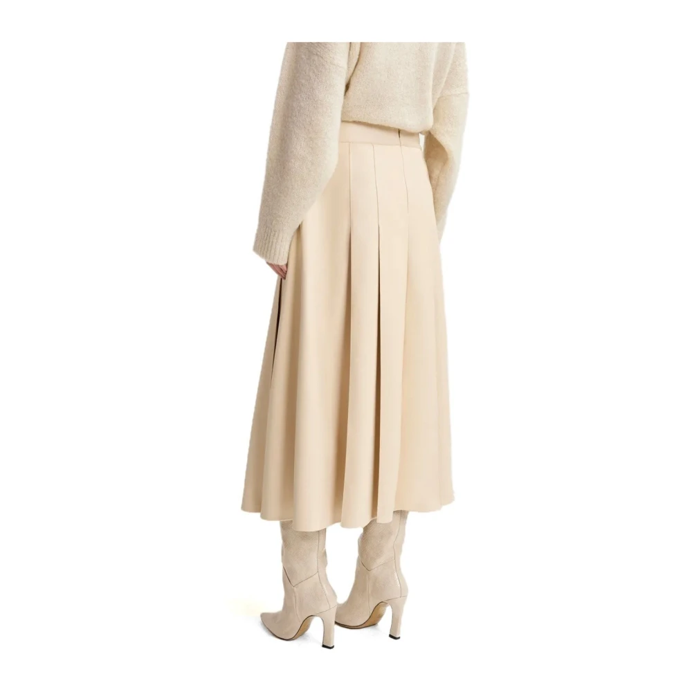 Essentiel Antwerp Ecru Faux Leather A-Line Midi Rok Beige Dames
