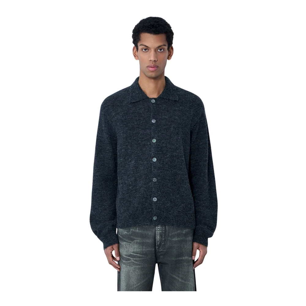 Our Legacy Men's Black Button-Down Cardigan In Wool Blend - Cardigans - 2XL - Knitwear
