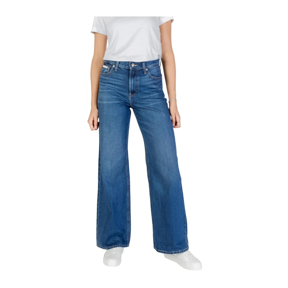 Calvin Klein Jeans Women's Blue Wide Jeans, W25, Classic Cotton Denim Jeans