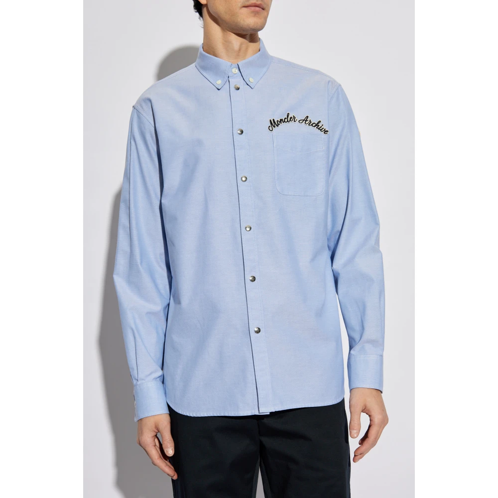 Moncler Overhemd met zak Blue Heren