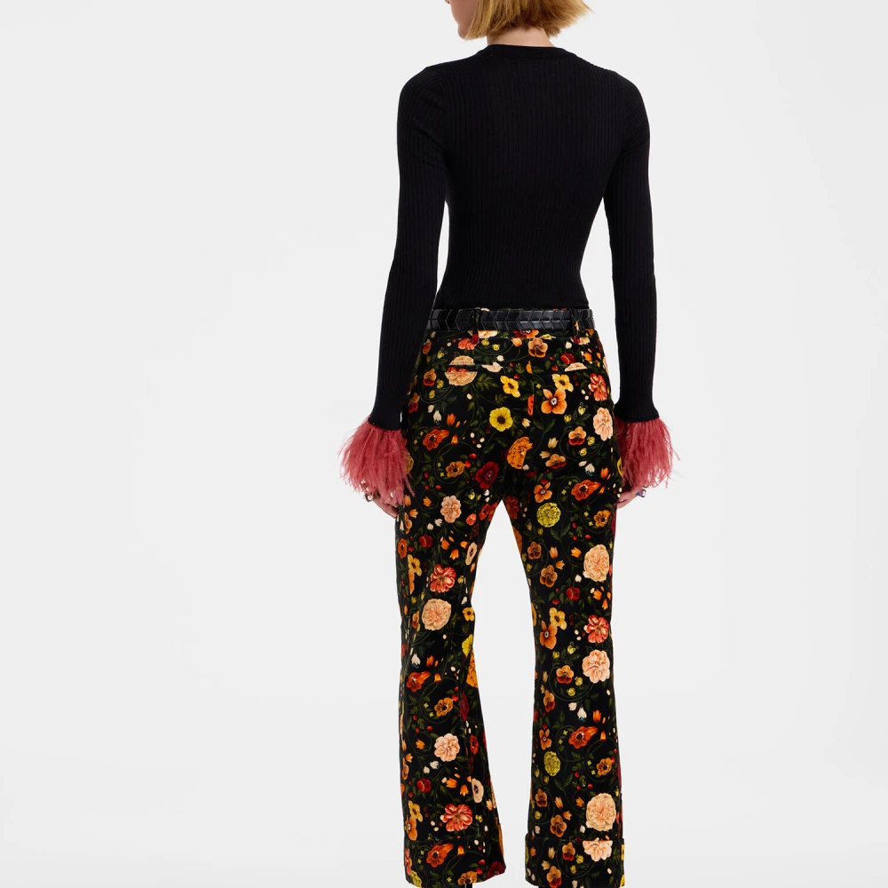 La DoubleJ Renaissance-geïnspireerde Fluweel Flare Broek Multicolor Dames
