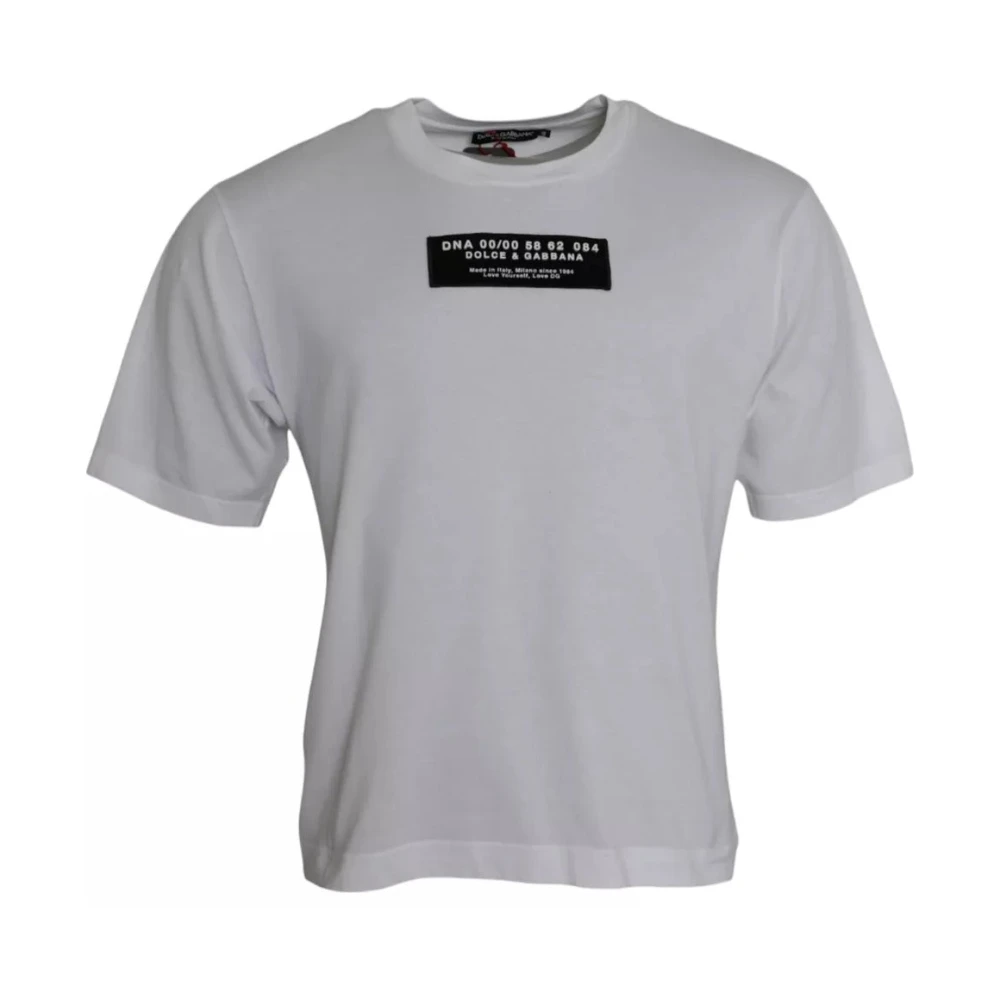 Dolce & Gabbana Men's White T-Shirts, Xs, Casual T-Shirt With Dg Applique