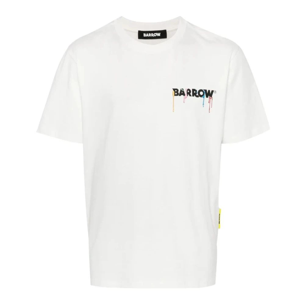 Barrow Witte Katoenen T-shirt met Logo Print White Heren