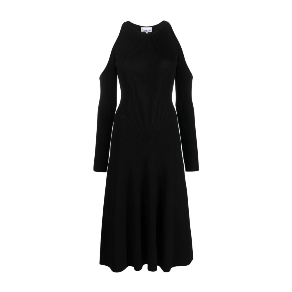 Ganni Elegant Midi Dress Collection Black, Dam