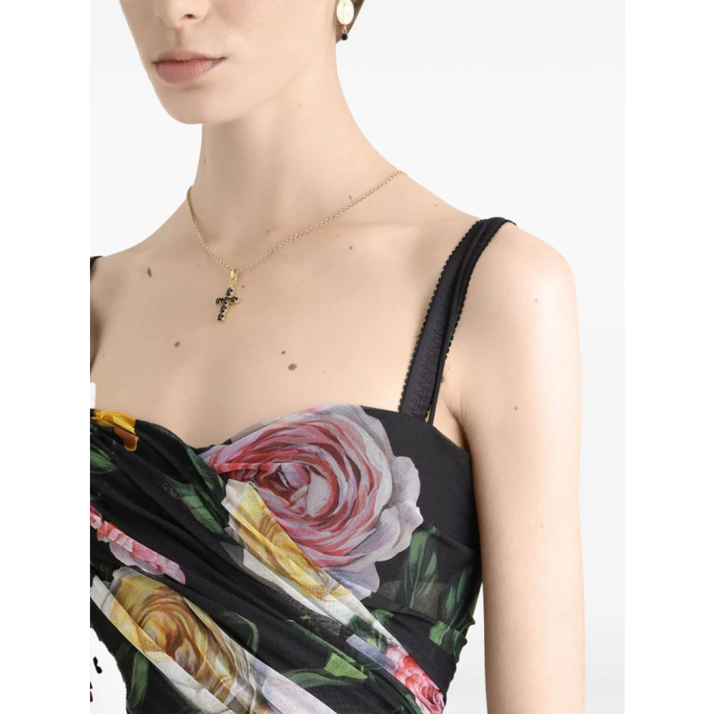 Dolce & Gabbana Zwarte Korsetjurken met Ritssluiting Multicolor Dames