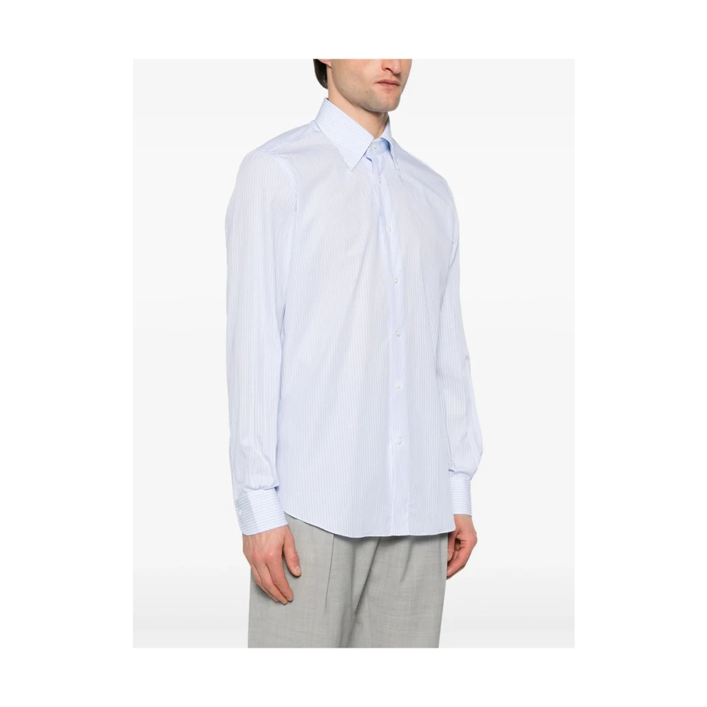 Mazzarelli Lichtblauwe Button-Down Overhemd Blue Heren