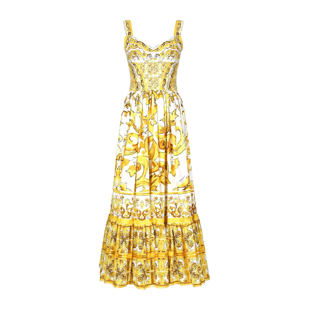 Dolce & Gabbana Elegante Zwarte Jurk met Uniek Ontwerp Yellow Dames