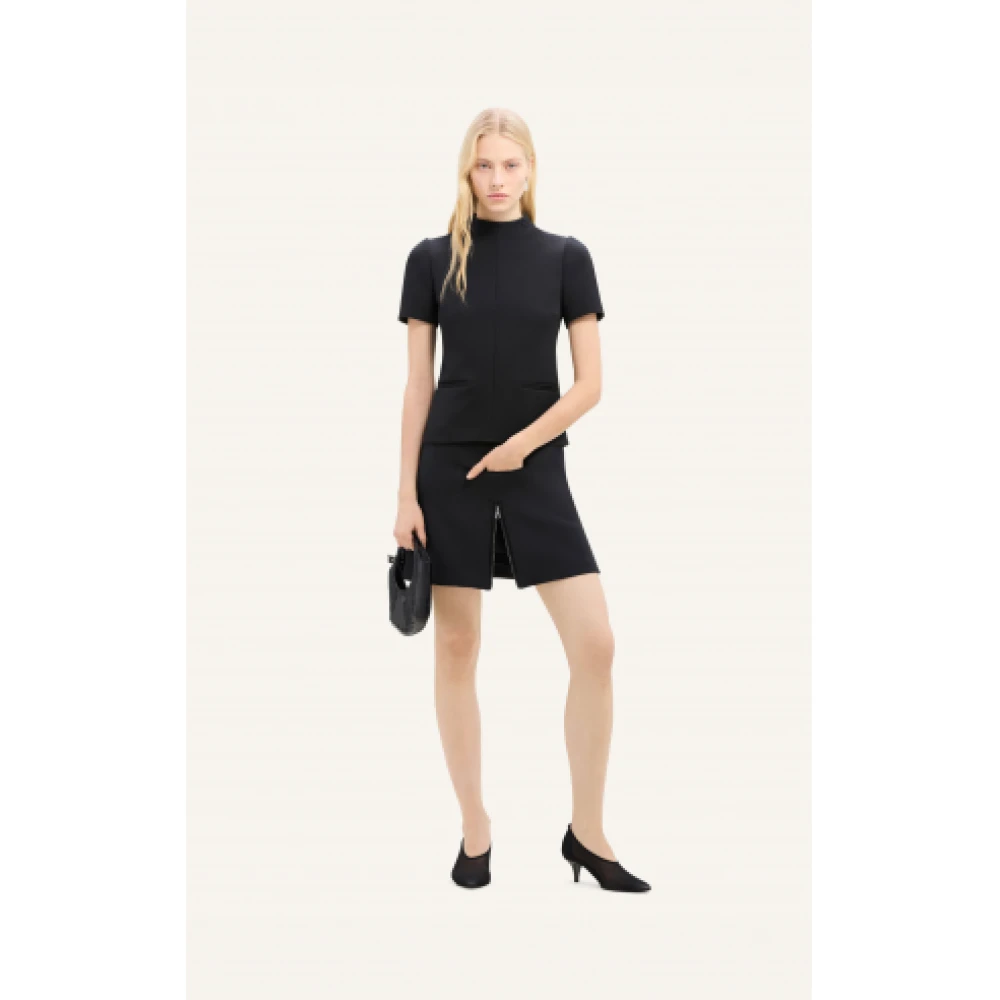 Courrèges Zwarte Twill Luxe Rok Black Dames